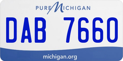 MI license plate DAB7660