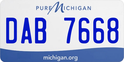 MI license plate DAB7668