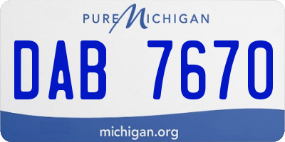 MI license plate DAB7670