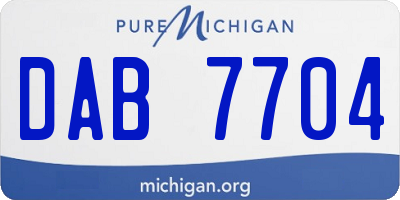 MI license plate DAB7704