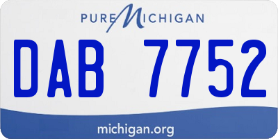 MI license plate DAB7752