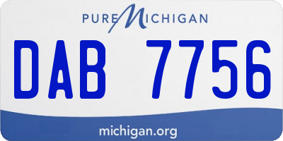 MI license plate DAB7756