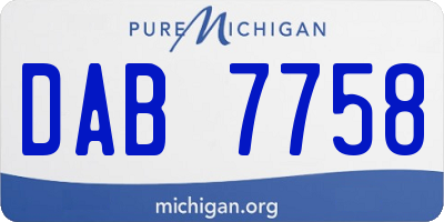 MI license plate DAB7758