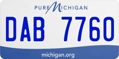 MI license plate DAB7760