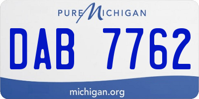 MI license plate DAB7762