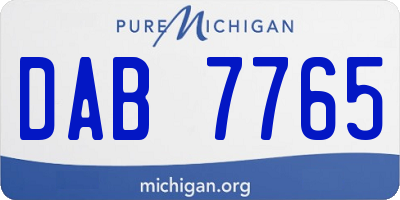 MI license plate DAB7765