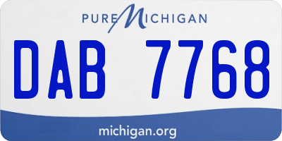 MI license plate DAB7768