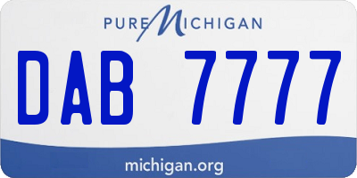 MI license plate DAB7777