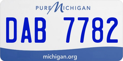 MI license plate DAB7782
