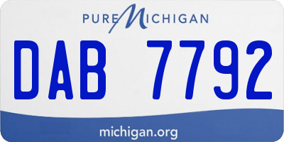 MI license plate DAB7792