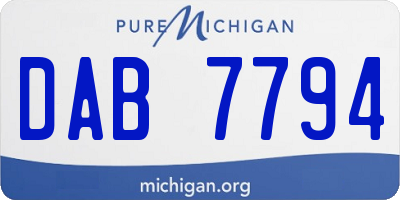 MI license plate DAB7794