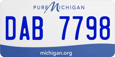 MI license plate DAB7798
