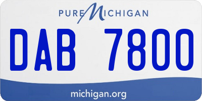 MI license plate DAB7800