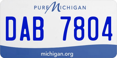 MI license plate DAB7804