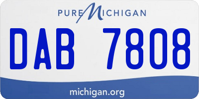 MI license plate DAB7808