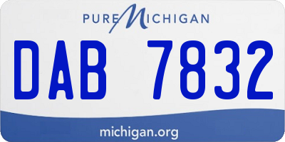 MI license plate DAB7832
