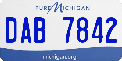 MI license plate DAB7842