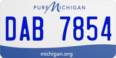 MI license plate DAB7854