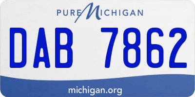 MI license plate DAB7862