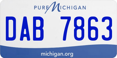 MI license plate DAB7863