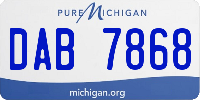 MI license plate DAB7868