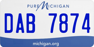 MI license plate DAB7874