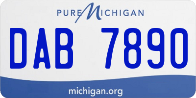 MI license plate DAB7890