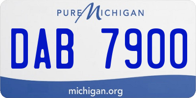 MI license plate DAB7900