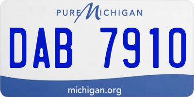 MI license plate DAB7910