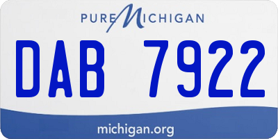 MI license plate DAB7922