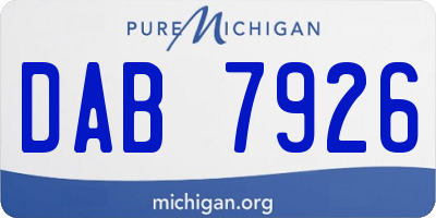MI license plate DAB7926