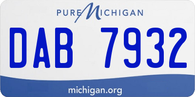 MI license plate DAB7932