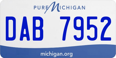 MI license plate DAB7952