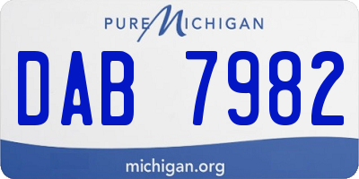 MI license plate DAB7982