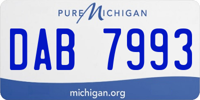 MI license plate DAB7993