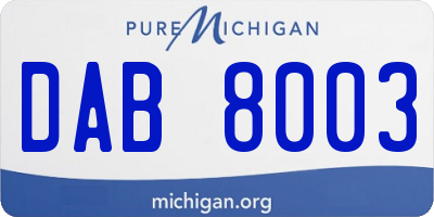 MI license plate DAB8003