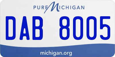 MI license plate DAB8005