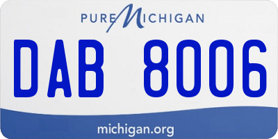 MI license plate DAB8006