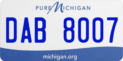 MI license plate DAB8007