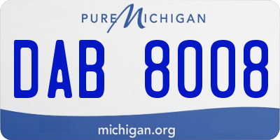 MI license plate DAB8008