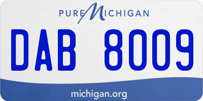 MI license plate DAB8009