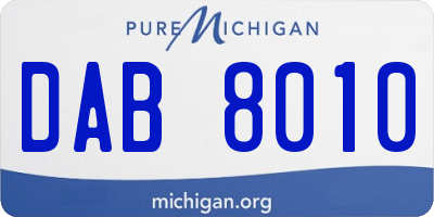 MI license plate DAB8010