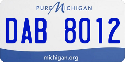 MI license plate DAB8012