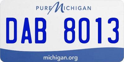 MI license plate DAB8013