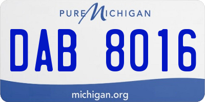 MI license plate DAB8016