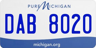 MI license plate DAB8020