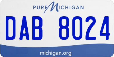 MI license plate DAB8024