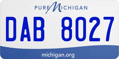 MI license plate DAB8027