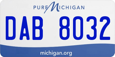 MI license plate DAB8032