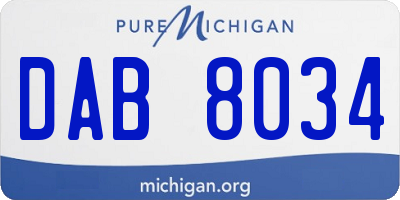 MI license plate DAB8034